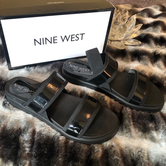 Nine West Shoes - Nine West Black Patent Leather Gladiator Sandals